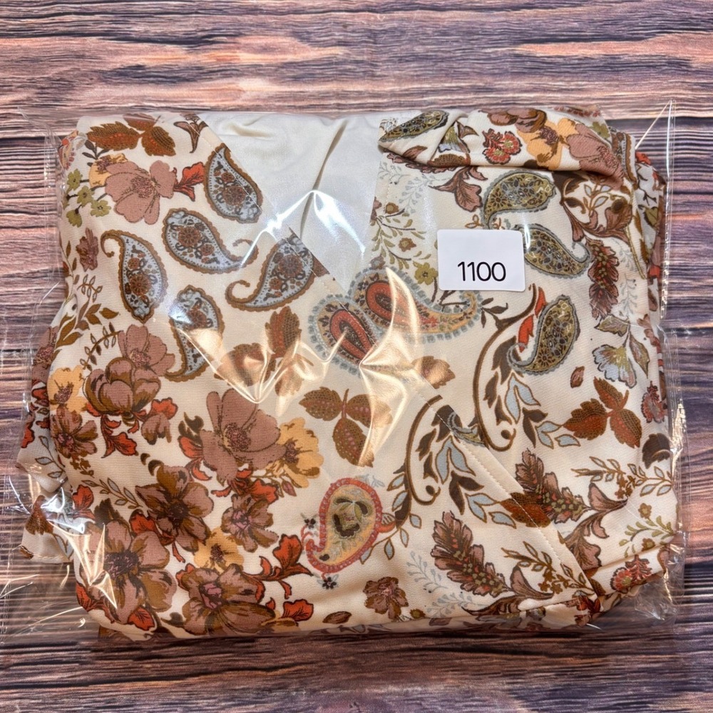 Drew Maxi Dress Womens Large Brown Floral Paisley Wrap Ruffle Terra Vintage - Picture 12 of 12